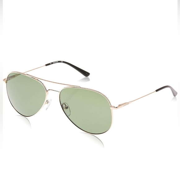 Calvin Klein Aviator Sunglasses Style: CK18105S - Gold Frame Green Lenses - Picture 1 of 7